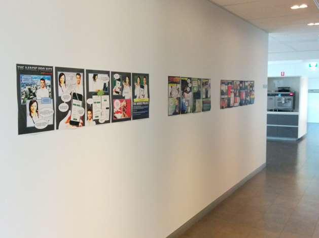 Comics on display in the main kitchen entrance